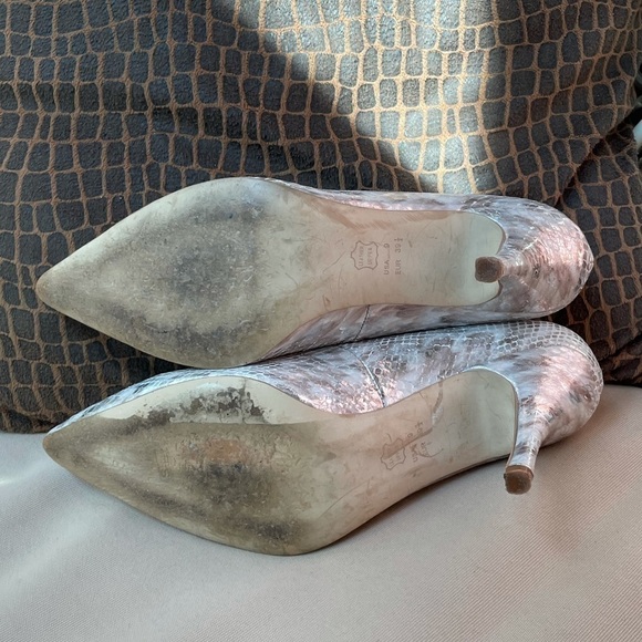 Sacha London Snake Leather Pointed Toe Pump Silver - Picture 6 of 6